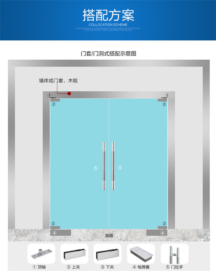 松下原装正品无框玻璃门地弹簧通用型木门有框门地弹簧配件P-220B