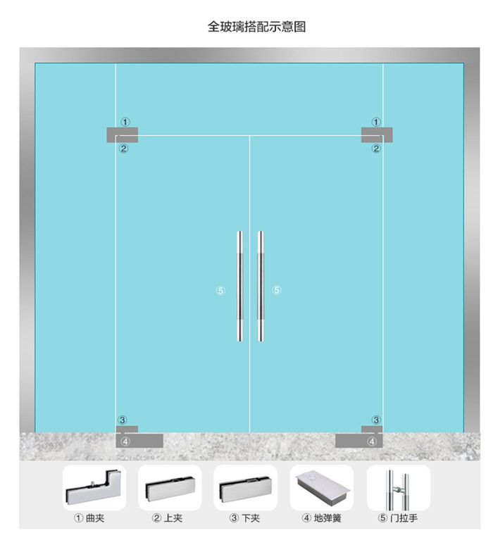 松下无框玻璃门地弹簧加重型木门有框门地弹簧配件P-2400